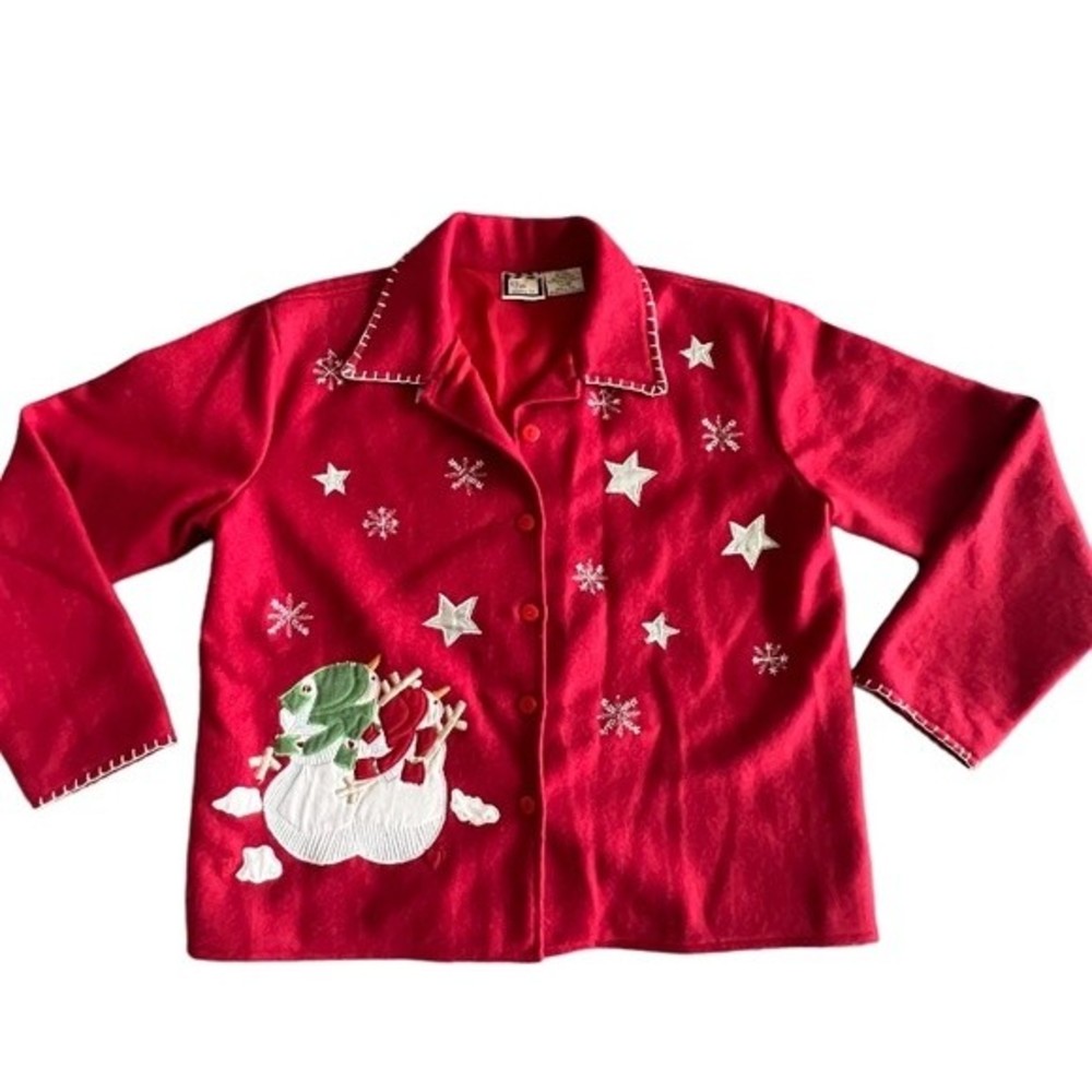 Vintage Christmas/Holiday Embroidered Coat MEDIUM